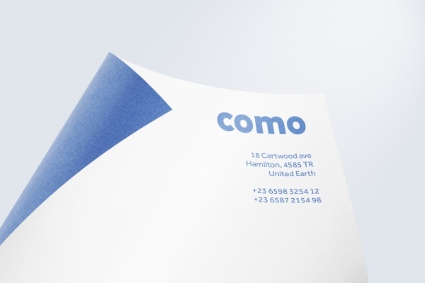Letterhead with curved paper
